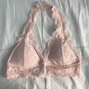 Baby pink lace bralette